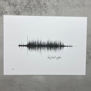 NEW But First Coffee Soundwave Wall Art Print 5x7in Black White Kitchen Modern